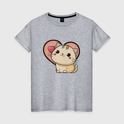 Женская футболка Милая котейка / Меланж – фото 1