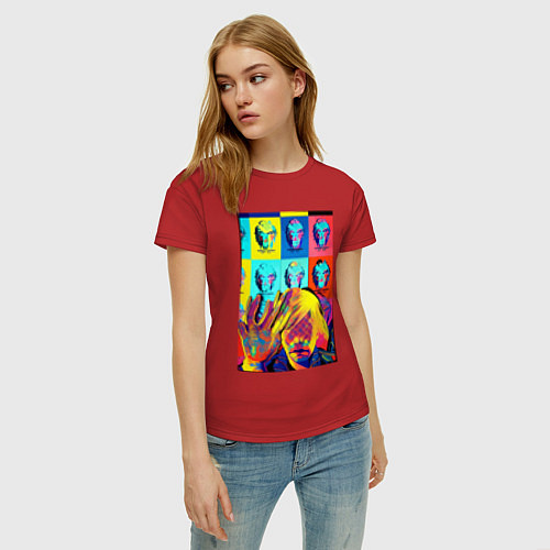 Женская футболка Andy Warhol and neural network - collaboration / Красный – фото 3