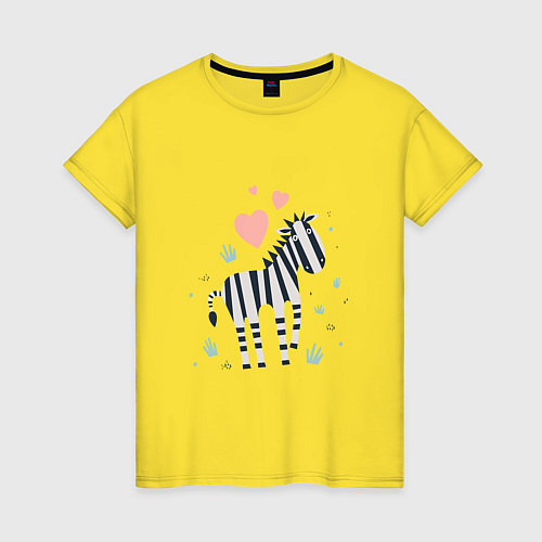 Женская футболка Влюбленная зебра / Желтый – фото 1