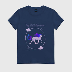 Футболка хлопковая женская My little unicorn, цвет: тёмно-синий