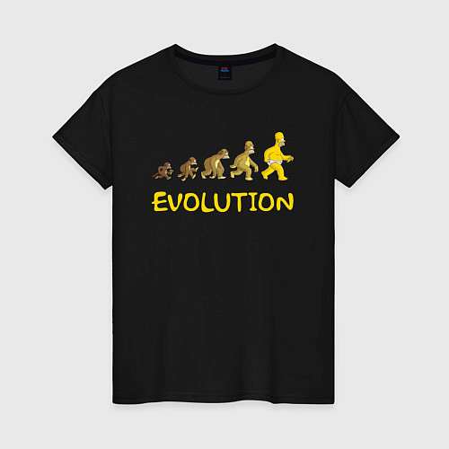 Женская футболка Эволюция Гомера / Черный – фото 1