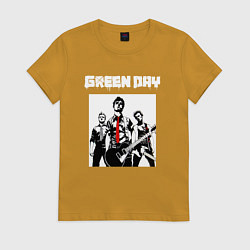 Футболка хлопковая женская Greed Day rock, цвет: горчичный