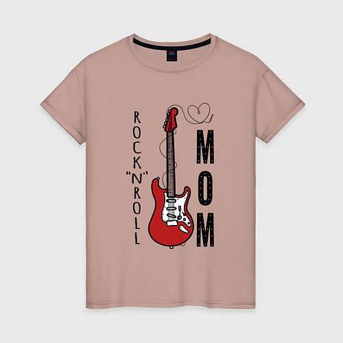 Женская футболка Rocknroll mom с гитарой / Пыльно-розовый – фото 1