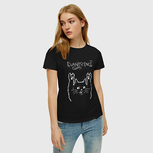 Женская футболка Evanescence рок кот / Черный – фото 3