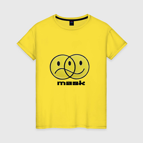 Женская футболка Два смайлика грустный и весёлый / Желтый – фото 1