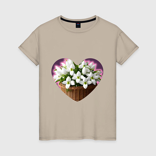 Женская футболка Подснежники для любимой / Миндальный – фото 1