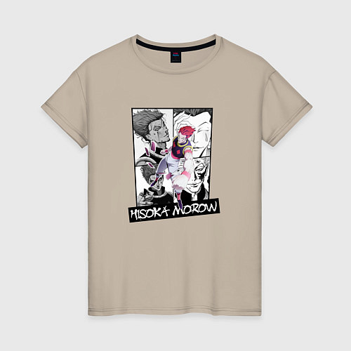 Женская футболка Хисока Мороу на фоне манги / Миндальный – фото 1