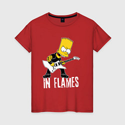 Футболка хлопковая женская In Flames Барт Симпсон рокер, цвет: красный