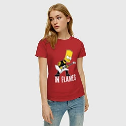 Футболка хлопковая женская In Flames Барт Симпсон рокер, цвет: красный — фото 2