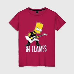 Футболка хлопковая женская In Flames Барт Симпсон рокер, цвет: маджента
