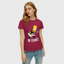 Футболка хлопковая женская In Flames Барт Симпсон рокер, цвет: маджента — фото 2