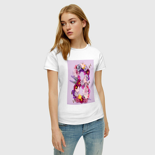 Женская футболка Восемь из цветов / Белый – фото 3