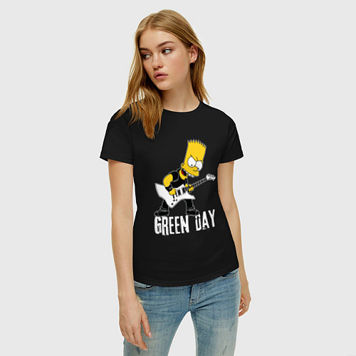 Женская футболка Green Day Барт Симпсон рокер / Черный – фото 3