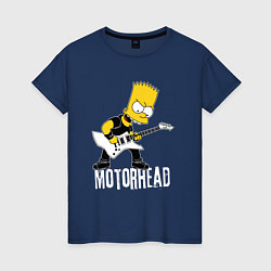 Футболка хлопковая женская Motorhead Барт Симпсон рокер, цвет: тёмно-синий