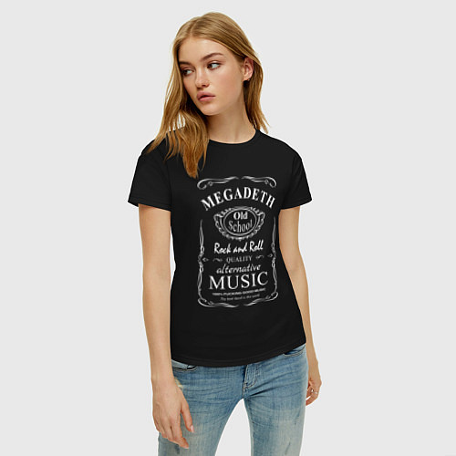 Женская футболка Megadeth в стиле Jack Daniels / Черный – фото 3