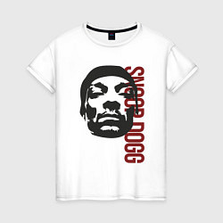 Футболка хлопковая женская Репер Snoop Dogg, цвет: белый