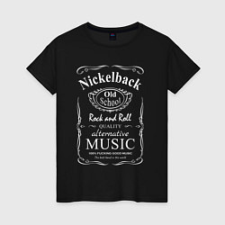 Футболка хлопковая женская Nickelback в стиле Jack Daniels, цвет: черный