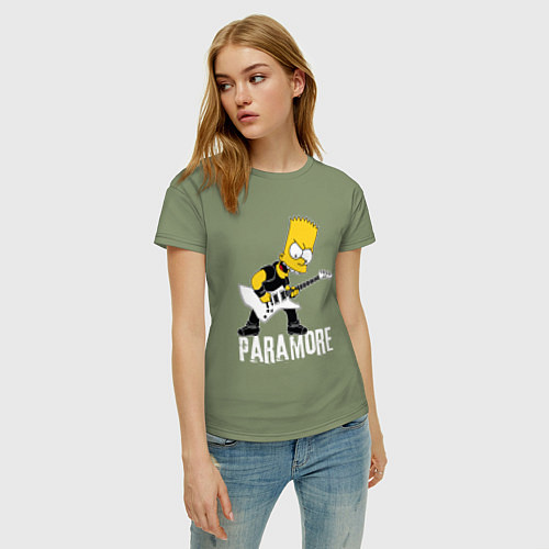 Женская футболка Paramore Барт Симпсон рокер / Авокадо – фото 3