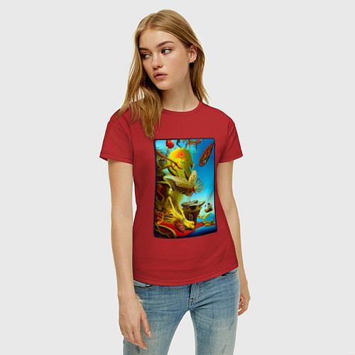 Женская футболка Imitating Salvador Dali - neural network - surreal / Красный – фото 3