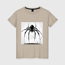 Футболка хлопковая женская Чёрный паук, Редан, цвет: миндальный