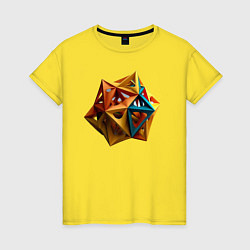 Футболка хлопковая женская Геометрический многоугольник, цвет: желтый