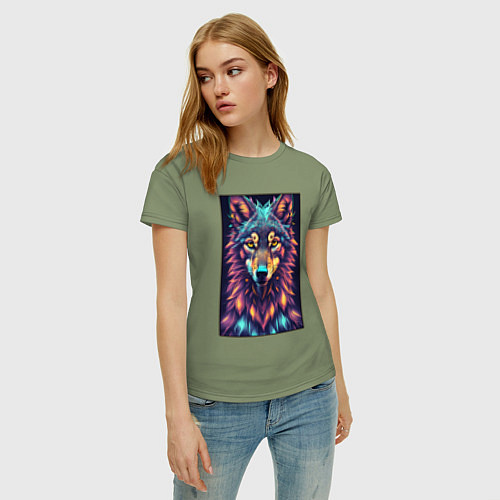 Женская футболка Волк из фэнтези / Авокадо – фото 3