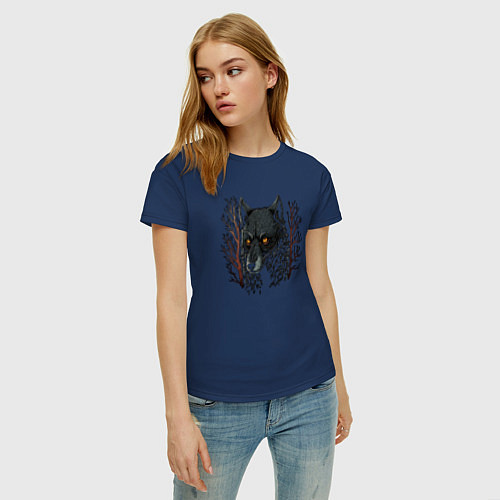 Женская футболка Night wolf / Тёмно-синий – фото 3
