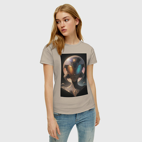 Женская футболка Космос: путешественник с далеких планет / Миндальный – фото 3
