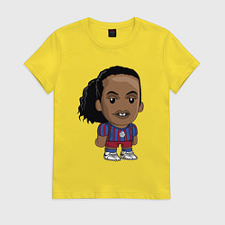 Футболка хлопковая женская Ronaldinho Barcelona, цвет: желтый