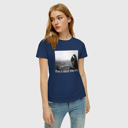 Женская футболка Горгулья Нотр-Дам: и у тишины есть голос / Тёмно-синий – фото 3