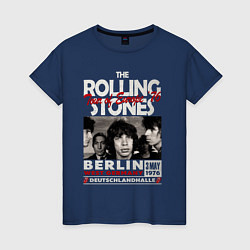 Футболка хлопковая женская The Rolling Stones rock, цвет: тёмно-синий
