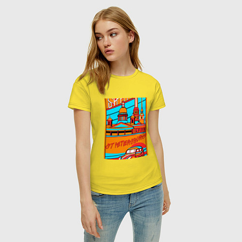 Женская футболка Санкт-Петербург в стиле плаката 30-х годов / Желтый – фото 3