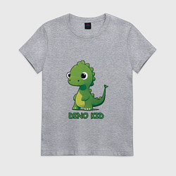 Футболка хлопковая женская Pixel dino kid - динозаврик, цвет: меланж