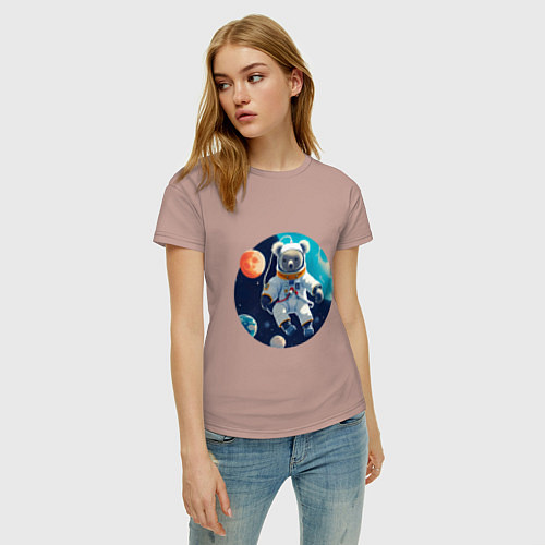 Женская футболка Космическая коала / Пыльно-розовый – фото 3