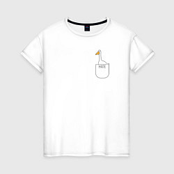Футболка хлопковая женская Гусь в кармашке, цвет: белый