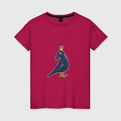 Футболка хлопковая женская Ворона в короне, цвет: маджента
