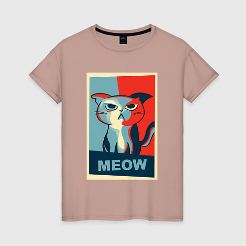 Женская футболка Meow obey / Пыльно-розовый – фото 1