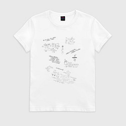 Футболка хлопковая женская Математик, цвет: белый
