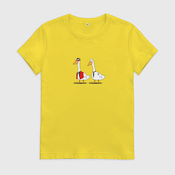 Футболка хлопковая женская Бойцоский гусь, цвет: желтый