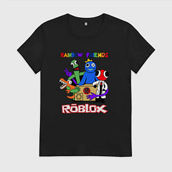 Футболка хлопковая женская Радужные друзья - монстры Роблокс, цвет: черный
