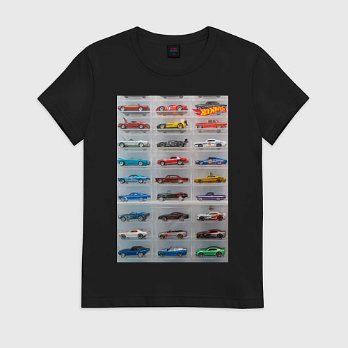 Женская футболка Hot Wheels - collection Автомобили на полке / Черный – фото 1