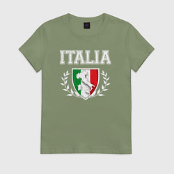 Футболка хлопковая женская Italy map, цвет: авокадо