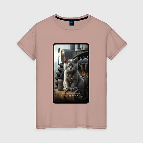 Женская футболка Челябинск котик / Пыльно-розовый – фото 1