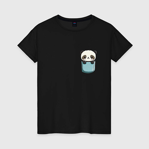 Женская футболка Панда в кармашке / Черный – фото 1