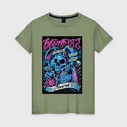 Футболка хлопковая женская Blink 182 рок группа, цвет: авокадо