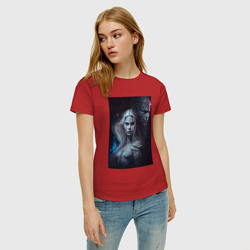 Женская футболка Девушка и маг / Красный – фото 3