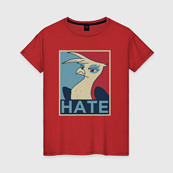 Футболка хлопковая женская Hate bird, цвет: красный