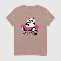 Футболка хлопковая женская Ленивая панда, цвет: пыльно-розовый