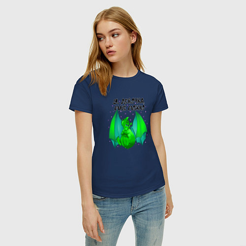 Женская футболка Девочка-дракон / Тёмно-синий – фото 3