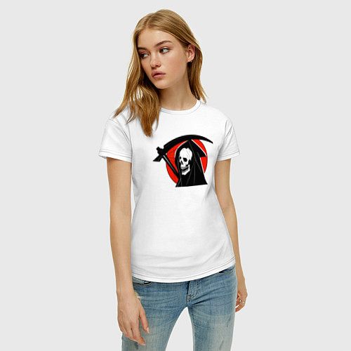 Женская футболка Череп и коса / Белый – фото 3